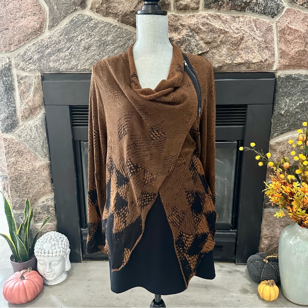 Crea Concept Wool Blend Zip Front Cardigan